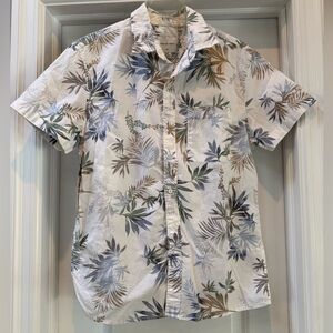 American Eagle Outfitters Men's Leaf Print Shirt - Blue, Brown, Green